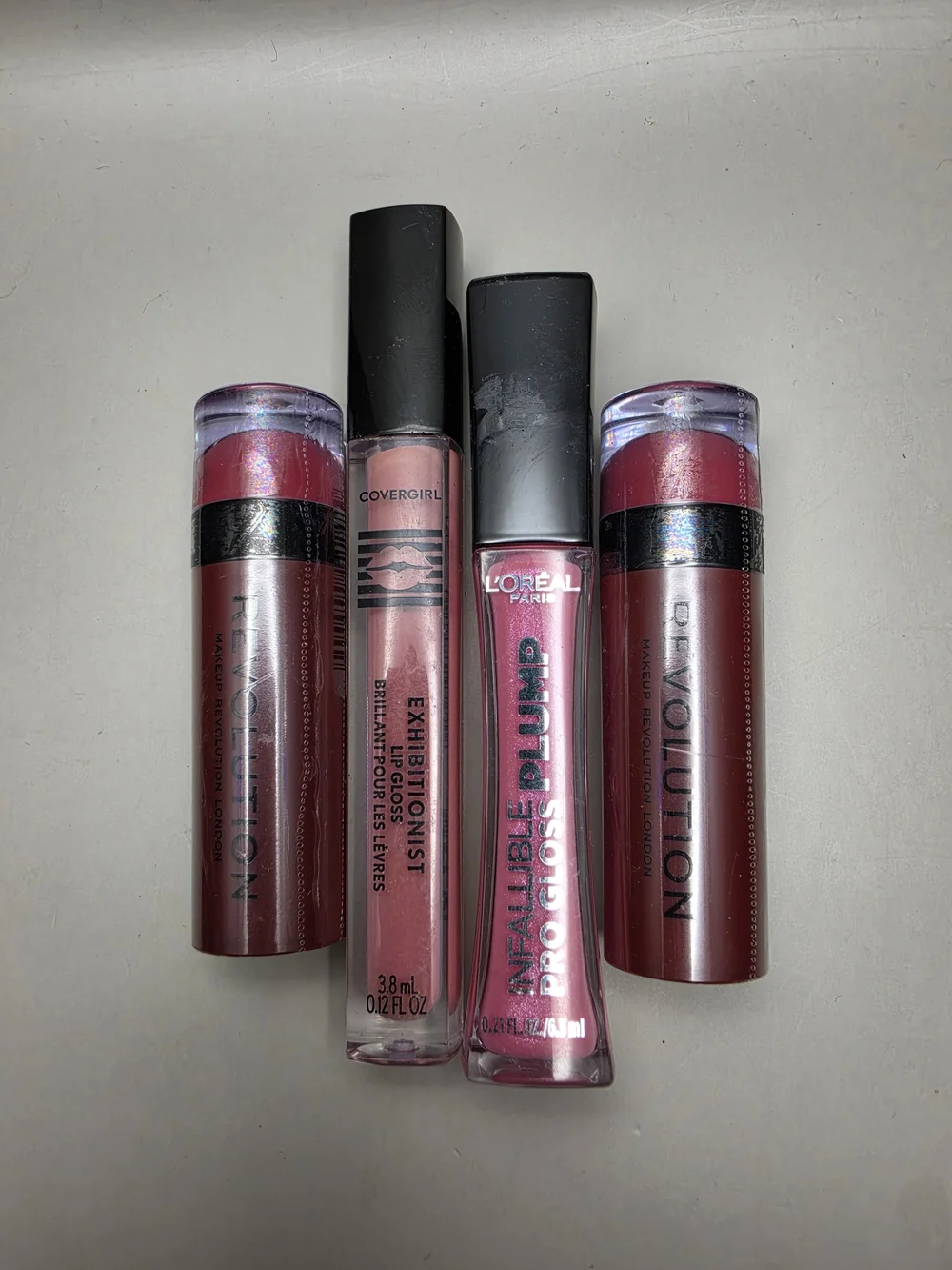 Assorted Pink Lip Gloss  Lipstick Trio — CoverGirl, L’Oréal & Revolution (2)